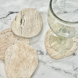 Organic Shaped Travertine Coaster, Set of 4